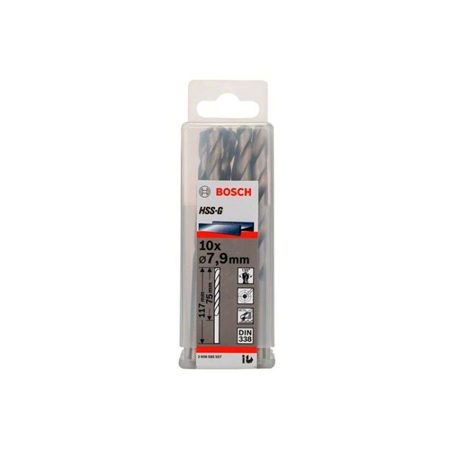 Сверло спиральное по металлу Bosch HSS-G 7.9x117 мм (10 шт.) (2608585507)