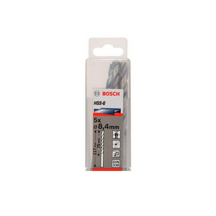 Сверло спиральное по металлу Bosch HSS-G 8.4x117 мм (5 шт.) (2608585511)