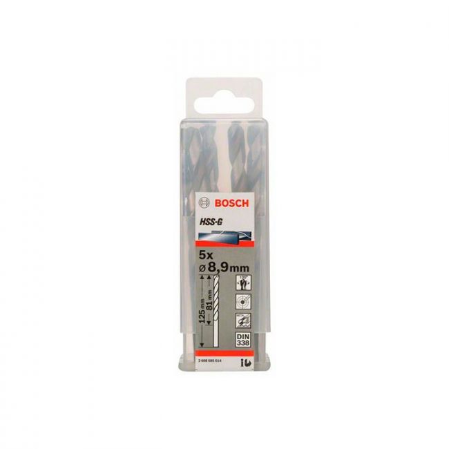 Сверло спиральное по металлу Bosch HSS-G 8.9x125 мм (5 шт.) (2608585514)