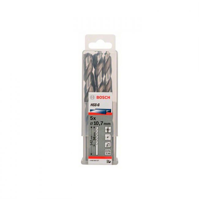 Сверло по металлу Bosch HSS-G, 10.7x142 мм (5 шт.) (2608585527)