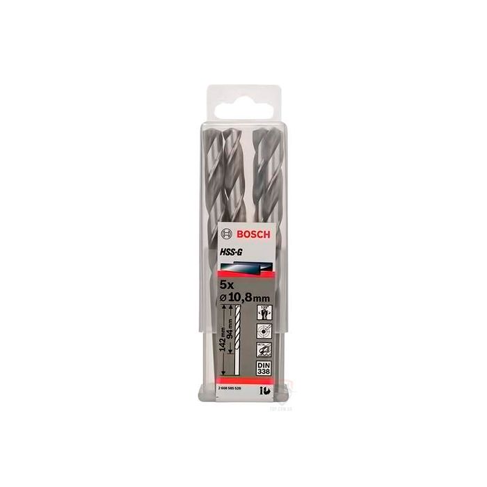 Сверло по металлу Bosch HSS-G, 10.8x142 мм (5 шт.) (2608585528)