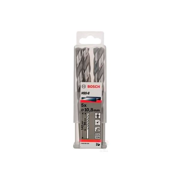 Сверло по металлу Bosch HSS-G, 10.8x142 мм (5 шт.) (2608585528)