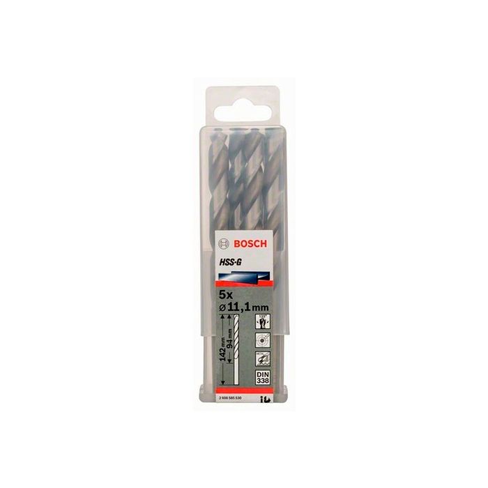 Сверло спиральное по металлу Bosch HSS-G 11.1x142 мм (5 шт.) (2608585530)