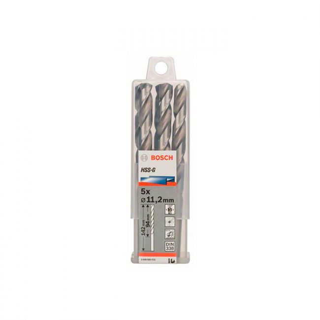 Сверло по металлу Bosch HSS-G, 11.2x142 мм (5 шт.) (2608585531)