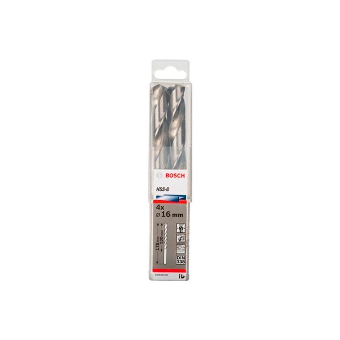 Сверло спиральное по металлу Bosch HSS-G 16x178 мм (4 шт.) (2608585595)