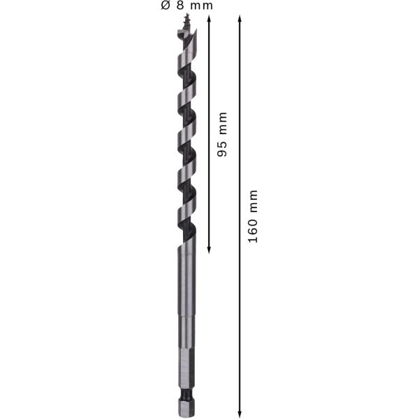Свердло гвинтове Bosch Pro Wood Auger Bit, 8х95х160 мм (2608585696)