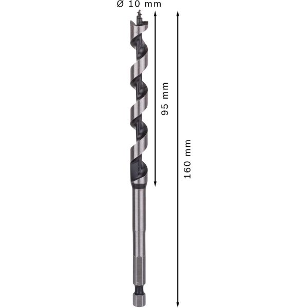 Свердло гвинтове Bosch Pro Wood Auger Bit, 10х95х160 мм (2608585697)