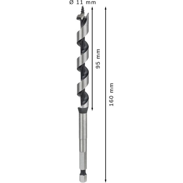 Свердло гвинтове Bosch Pro Wood Auger Bit, 11х95х160 мм (2608585698)
