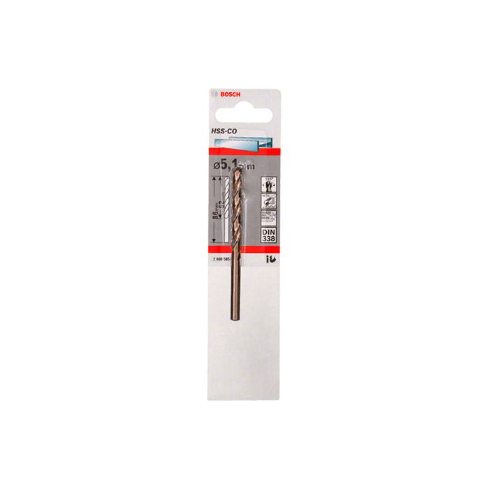 Сверло спиральное по металлу Bosch HSS-Co 5.1x86 мм (2608585852)