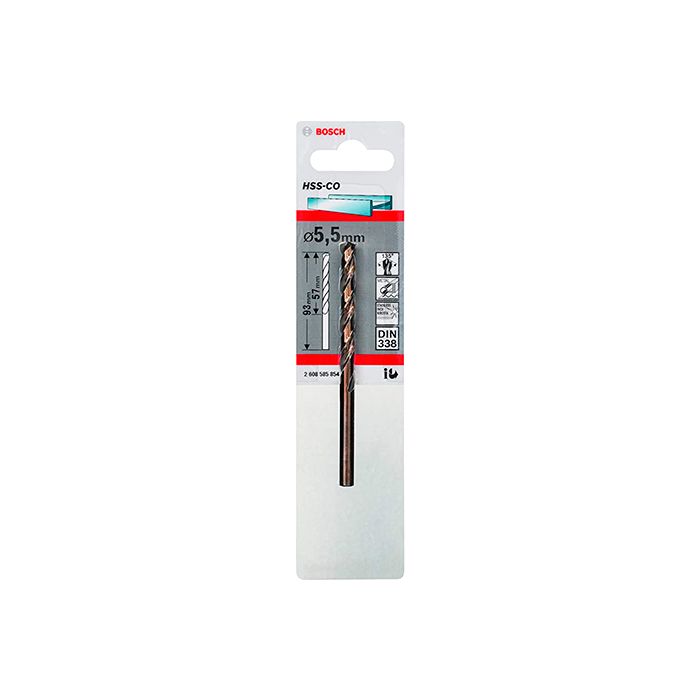 Сверло спиральное по металлу Bosch HSS-Co 5.5x93 мм (2608585854)