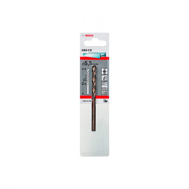 Сверло спиральное по металлу Bosch HSS-Co 5.5x93 мм (2608585854)
