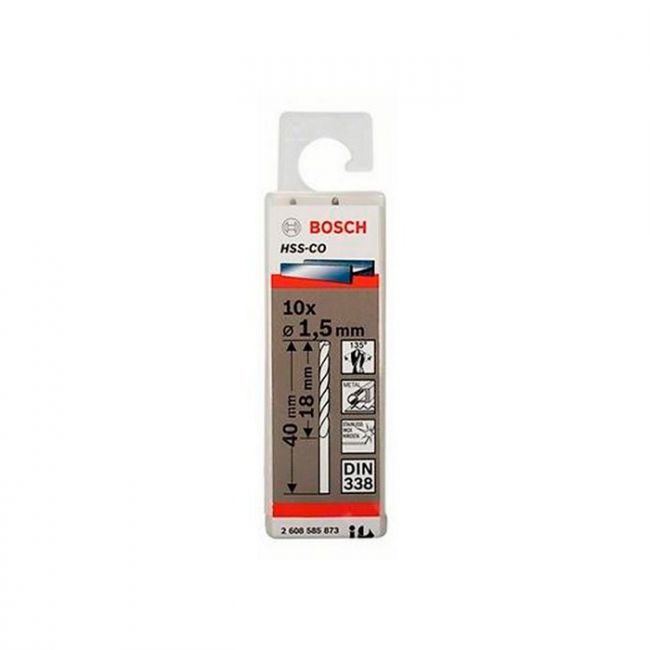 Сверло спиральное по металлу Bosch HSS-Co 1.5x40 мм (10 шт.) (2608585873)