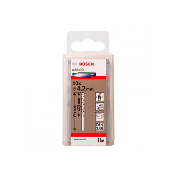 Сверло спиральное по металлу Bosch HSS-Co 4.2x75 мм (10 шт.) (2608585882)