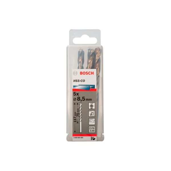 Сверло спиральное по металлу Bosch HSS-Co 8.5x117 мм (5 шт.) (2608585895)