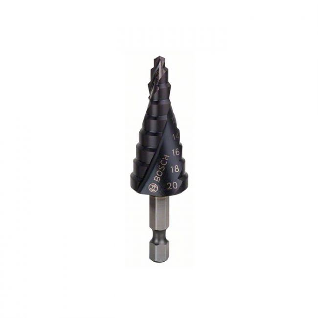 Ступенчатое сверло Bosch HSS-AlTiN 4-20x70 мм (9 ступ.), Hex 1/4" (2608588070)