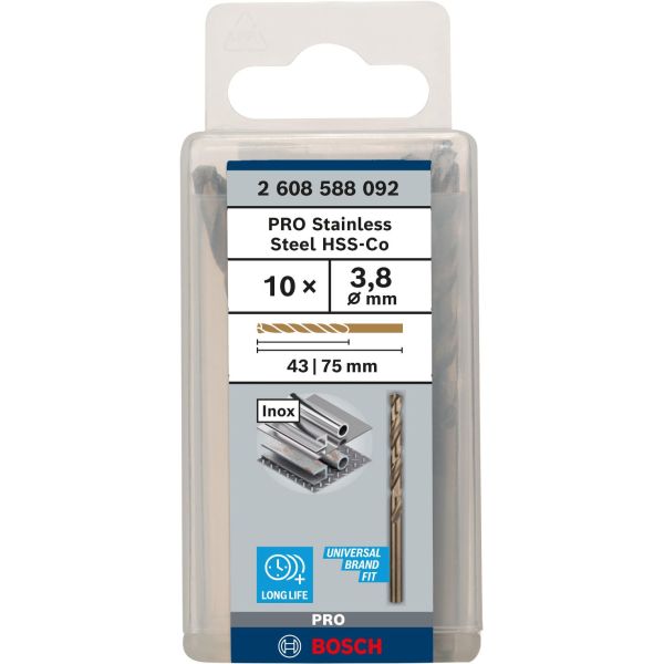 Свердло спіральне Bosch HSS-Co, 3.8х43x75 мм, 10 шт (2608588092)