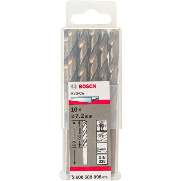 Набір свердел спіральних Bosch HSS-Co, 7.2 мм, 10 шт (2608588098)