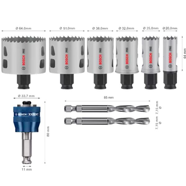 Набір коронок Bosch PRO Multi Material PC Plus, 9 шт (2608594427)