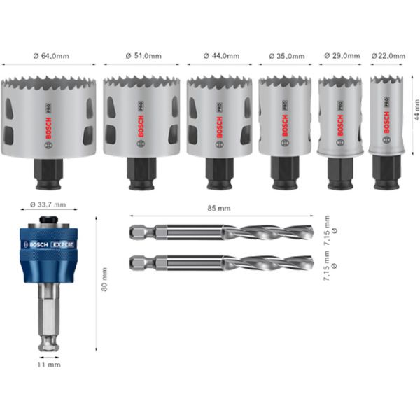 Набір коронок Bosch PRO Multi Material PC Plus, 9 шт (2608594428)