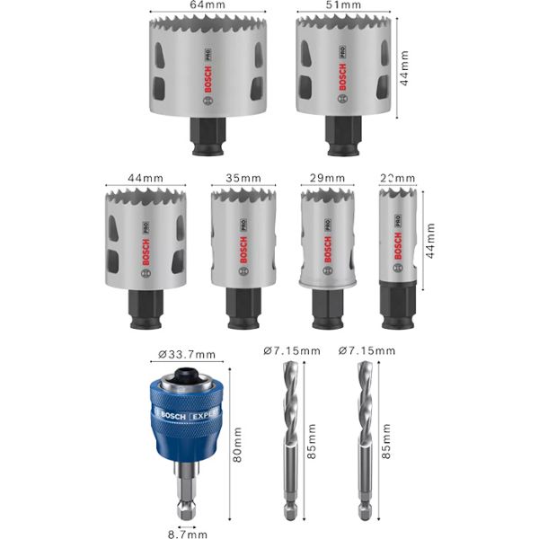 Набір коронок Bosch PRO Multi Material PC Plus, 9 шт (2608594436)