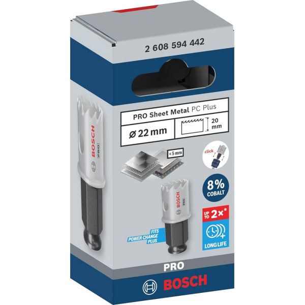 Коронка по металу Bosch PRO Sheet Metal PC Plus, 22x20 мм (2608594442)