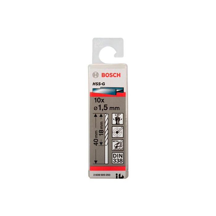 Сверло по металлу Bosch HSS-G, 1.5x40 мм (10 шт.) (2608595050)