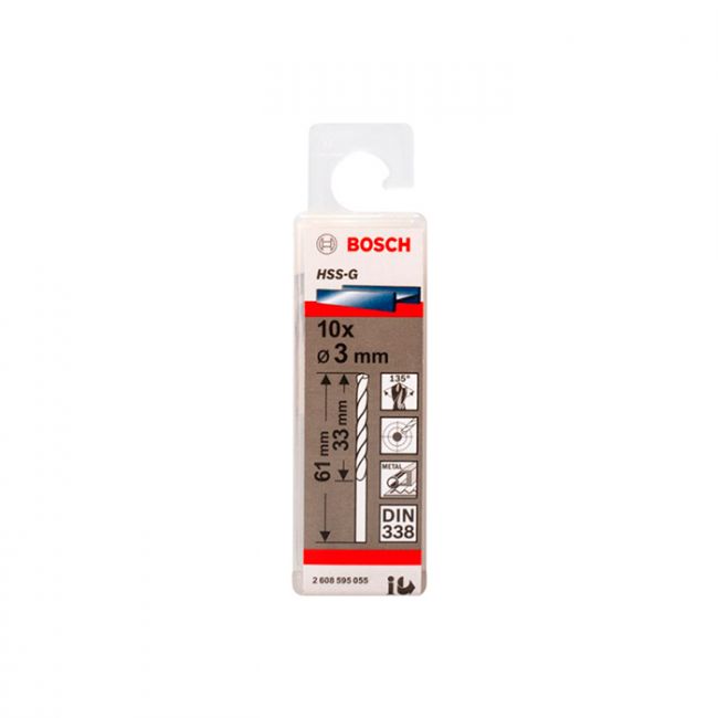 Сверло по металлу Bosch HSS-G, 2.5x57 мм (10 шт.) (2608595053)