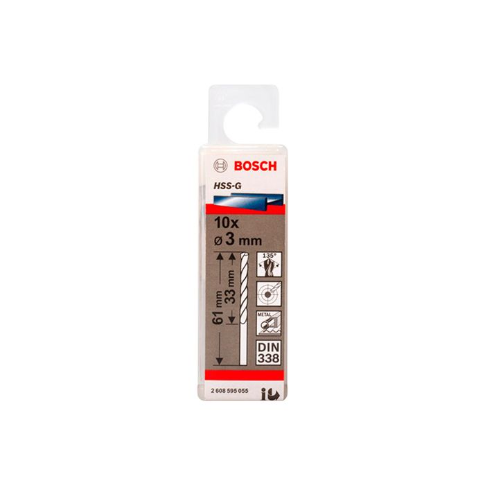 Сверло по металлу Bosch HSS-G, 3x61 мм (10 шт.) (2608595055)