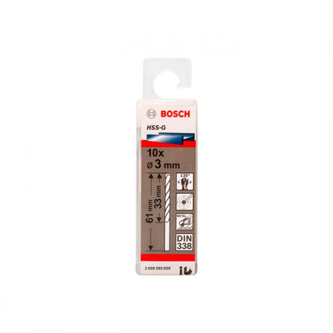Сверло по металлу Bosch HSS-G, 3x61 мм (10 шт.) (2608595055)