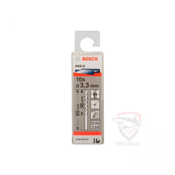 Сверло по металлу Bosch HSS-G, 3.3x65 мм (10 шт.) (2608595057)