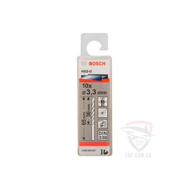 Сверло по металлу Bosch HSS-G, 3.3x65 мм (10 шт.) (2608595057)