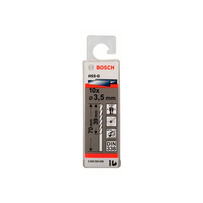 Сверло по металлу Bosch HSS-G, 3.5x70 мм (10 шт.) (2608595058)