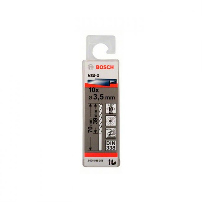 Сверло по металлу Bosch HSS-G, 3.5x70 мм (10 шт.) (2608595058)