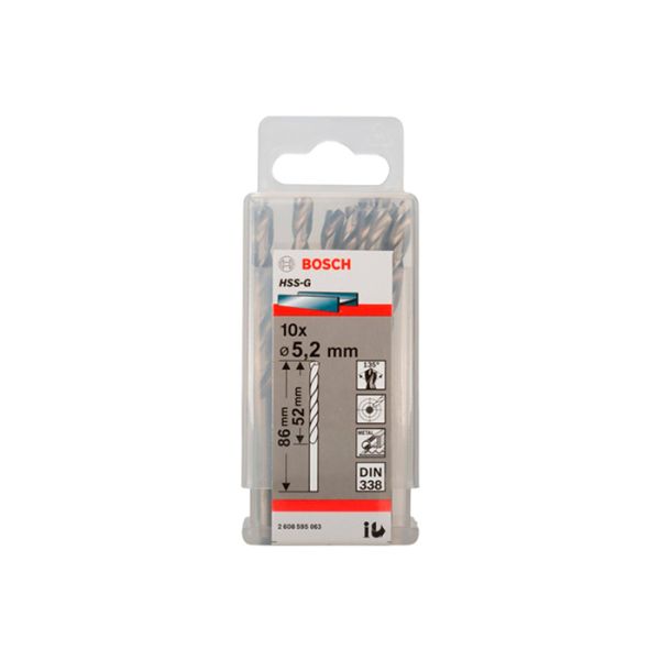 Сверло по металлу Bosch HSS-G, 5.2x86 мм (10 шт.) (2608595063)