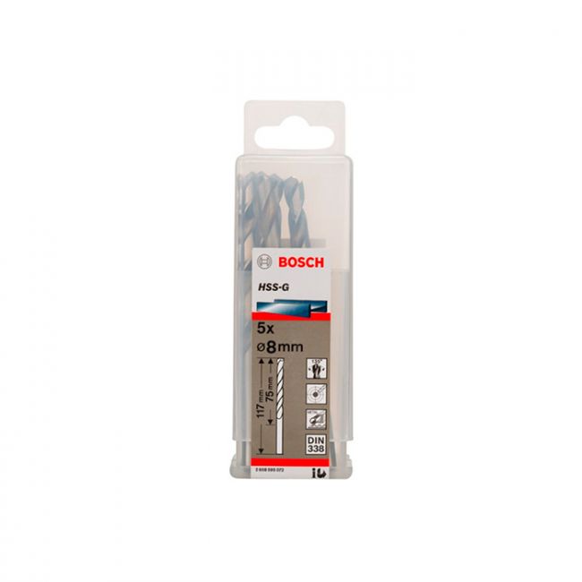 Сверло по металлу Bosch HSS-G, 8x117 мм (5 шт.) (2608595072)