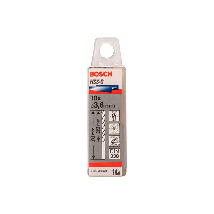 Сверло по металлу Bosch HSS-G, 3.6x70 мм (10 шт.) (2608595332)