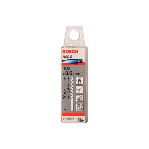 Сверло по металлу Bosch HSS-G, 3.6x70 мм (10 шт.) (2608595332)