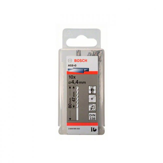 Сверло спиральное по металлу Bosch HSS-G 4.4x80 мм (10 шт.) (2608595333)