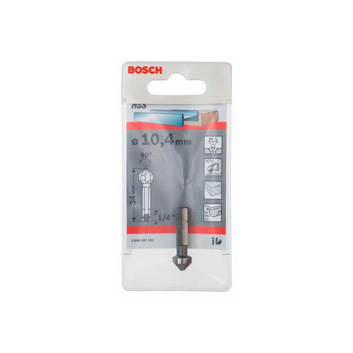 Зенкер Bosch HSS HEX1/4", M5, 10,4x34 мм (2608597502)