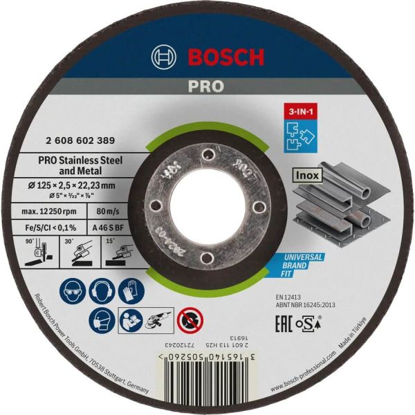 Круг відрізний Bosch PRO Stainless Steel and Metal 125x2.5x22.23 мм (2608602389)