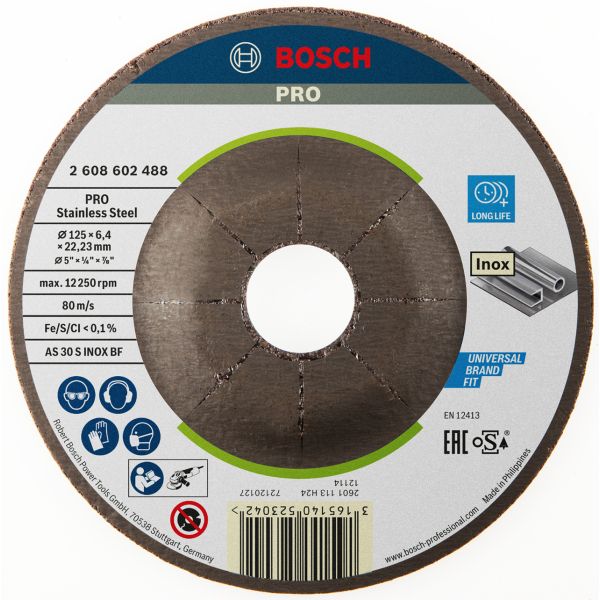 Круг зачисний Bosch PRO Stainless Steel 125х6х22.23 мм (2608602488)
