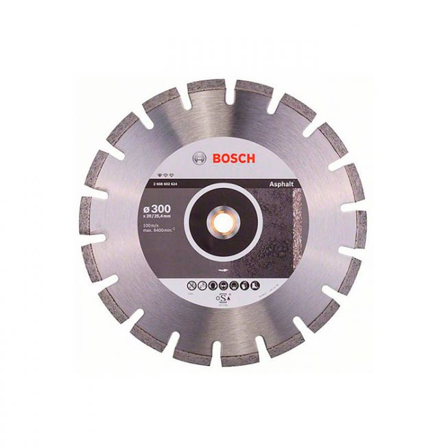 Диск отрезной алмазный по асфальту Bosch 300x20/25,4x2,8 (2608602624)