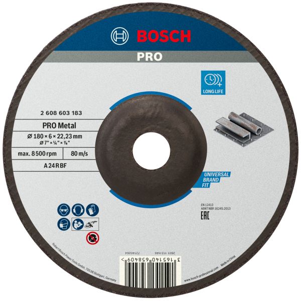 Круг зачисний Bosch Standard for Metal 180?6 мм (2608603183)