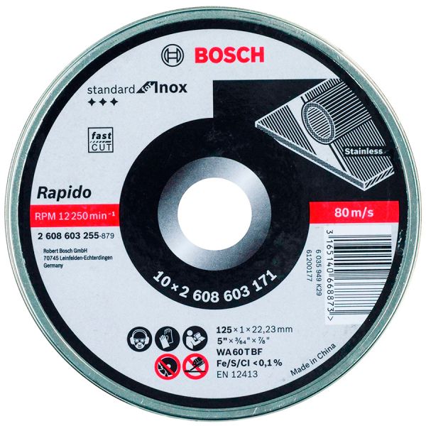 Круг відрізний Bosch Standard for Inox 125?1 мм, 10 шт (2608603255)