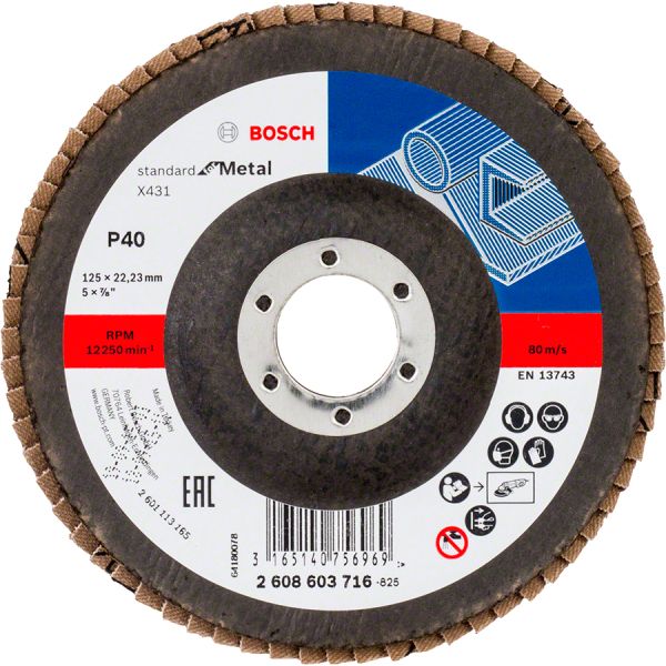 Шліфувальний круг Bosch X431 Standard for Metal, 125 мм, 22,23 мм, 40, прямий (2608603716)