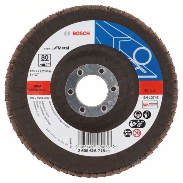 Складчастий шліфкруг Bosch Expert for Metal, 125?22,23 мм, К80 (2608606718)