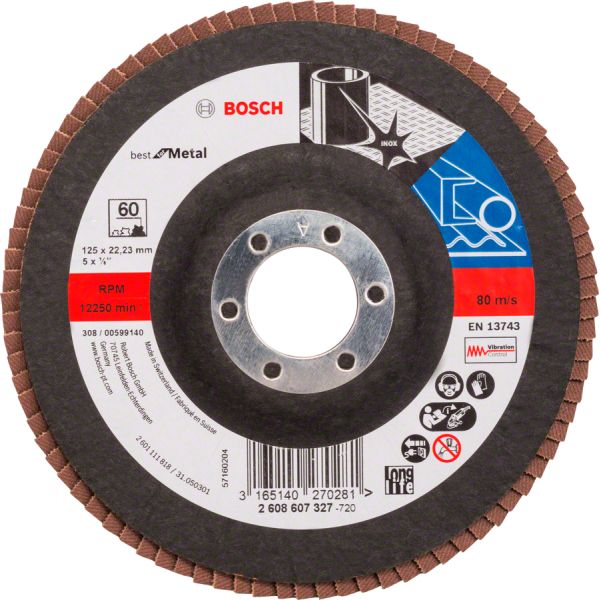 Складчастий шліфкруг Bosch X571 Best for Metal 125 мм К60 прямий (2608607327)