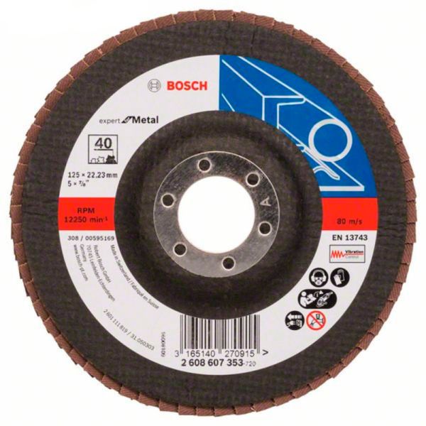 Складчастий шліфкруг Bosch Expert for Metal, 125?22,23 мм, К40 (2608607353)