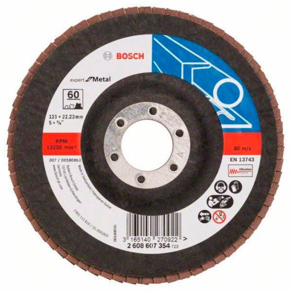 Складчастий шліфкруг Bosch Expert for Metal, 125?22,23 мм, К60 (2608607354)