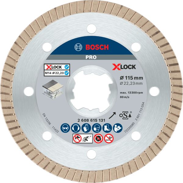 Алмазний диск Bosch X-Lock Best for Ceramic Extraclean Turbo 115x22,23x1,4x7 мм (2608615131)